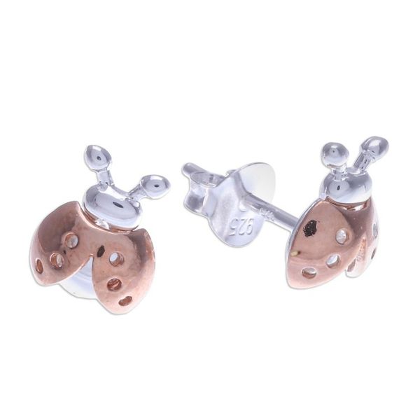 Alternate image for 14k Rose Gold Accented Stud Earrings Little Lady