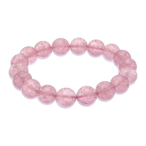 Alternate image for Pink Quartz Beaded Stretch Bracelet Sugar Pill in Strawberry