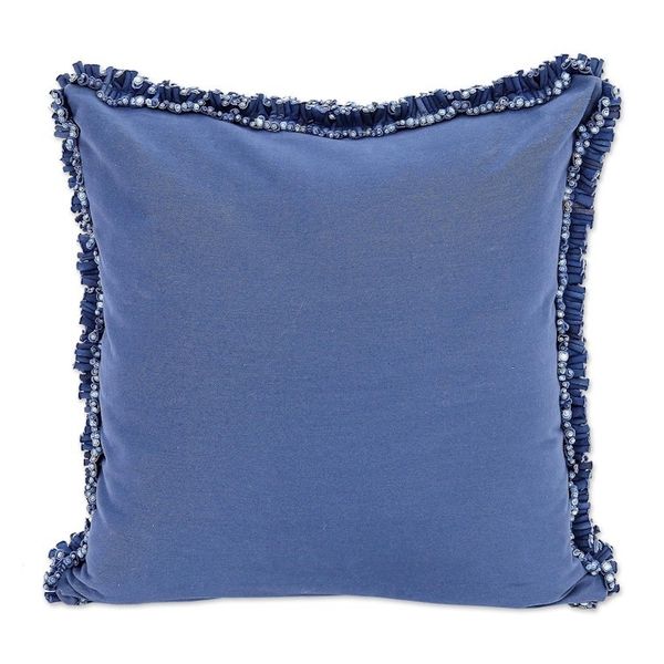 Alternate image for Hand Knit Navy Cotton Cushion Cover from Thailand Popcorn in Navy