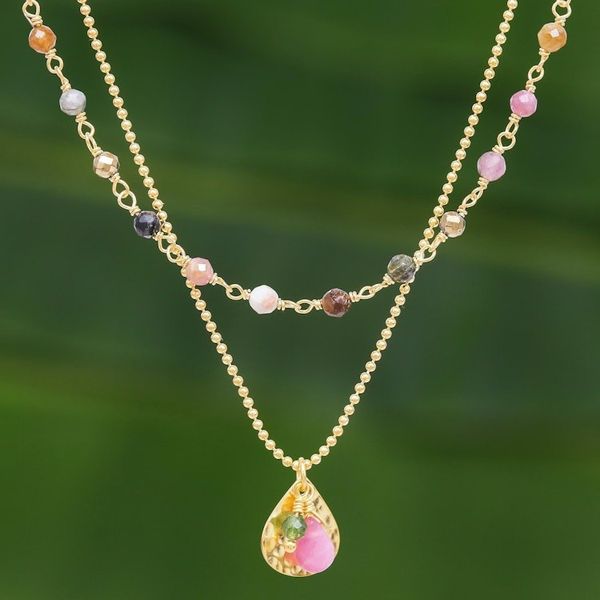 Alternate image for Gold Plated Tourmaline and Hematite Necklace Color of Nature