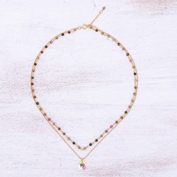 Alternate image for Gold Plated Tourmaline and Hematite Necklace Color of Nature