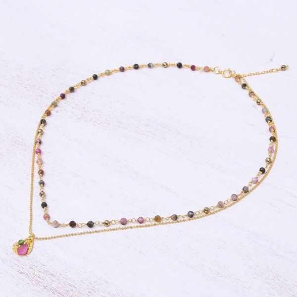 Alternate image for Gold Plated Tourmaline and Hematite Necklace Color of Nature