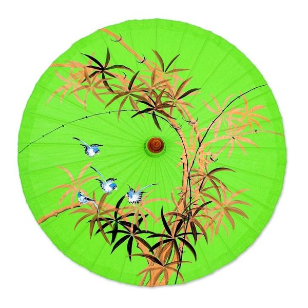 Alternate image for Hand-Painted Cotton Bird-Motif Parasol Bamboo Waving