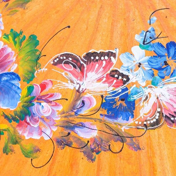 Alternate image for Hand-Crafted Saa Paper Parasol with Bamboo Handle Orange Flora