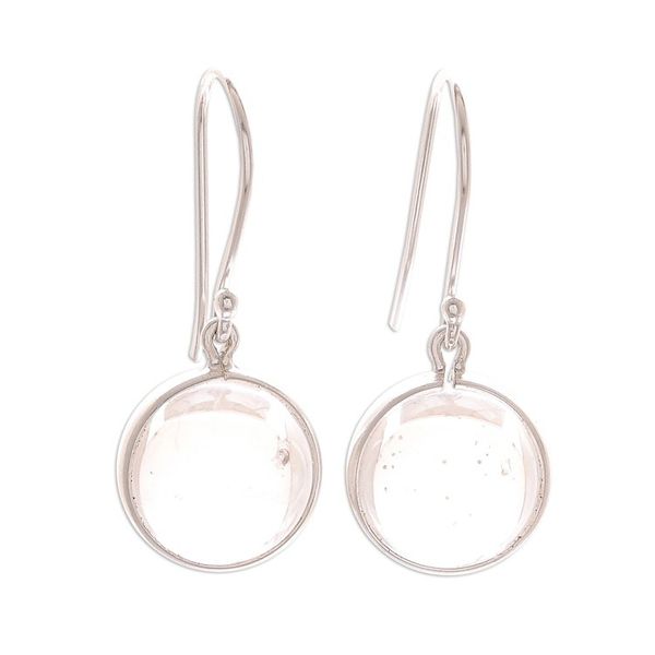 Alternate image for Sterling Silver Dangle Earrings with Clear Quartz Bead Crystal Elegance