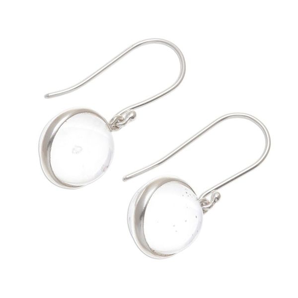 Alternate image for Sterling Silver Dangle Earrings with Clear Quartz Bead Crystal Elegance