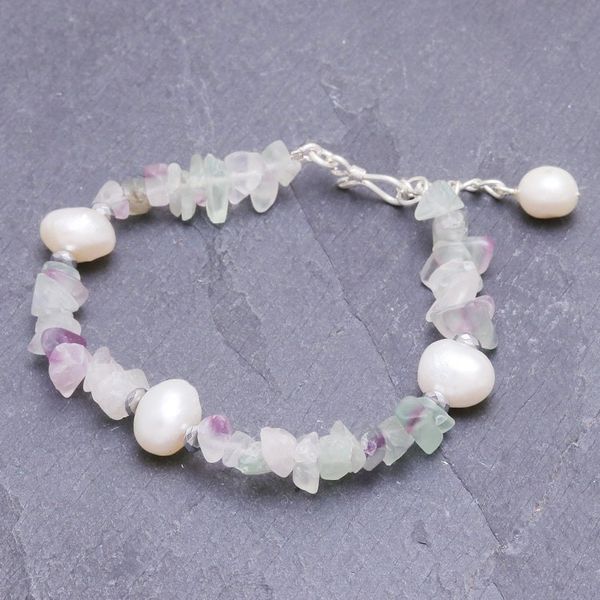 Alternate image for Cultured Freshwater Pearl and Fluorite Beaded Bracelet Mellow Night