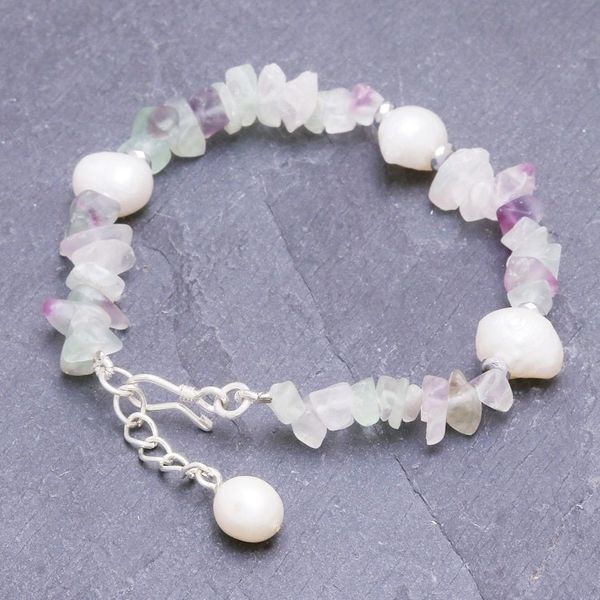 Alternate image for Cultured Freshwater Pearl and Fluorite Beaded Bracelet Mellow Night