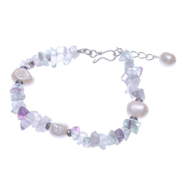 Alternate image for Cultured Freshwater Pearl and Fluorite Beaded Bracelet Mellow Night