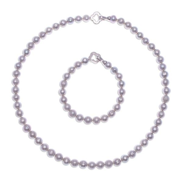 Alternate image for Artisan Crafted Grey Cultured Pearl Necklace and Bracelet Precious Dream in Silver