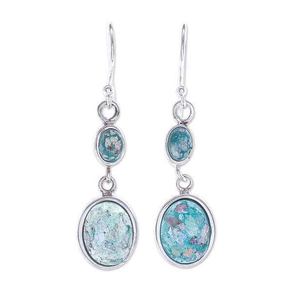 Alternate image for Handmade Roman Glass Dangle Earrings Spring Showers