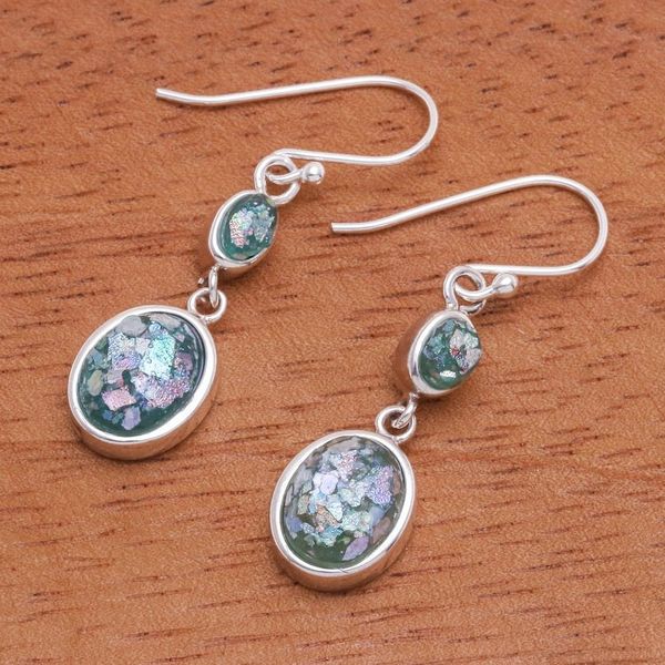 Alternate image for Handmade Roman Glass Dangle Earrings Spring Showers