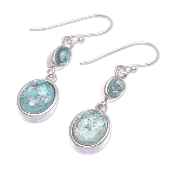 Alternate image for Handmade Roman Glass Dangle Earrings Spring Showers