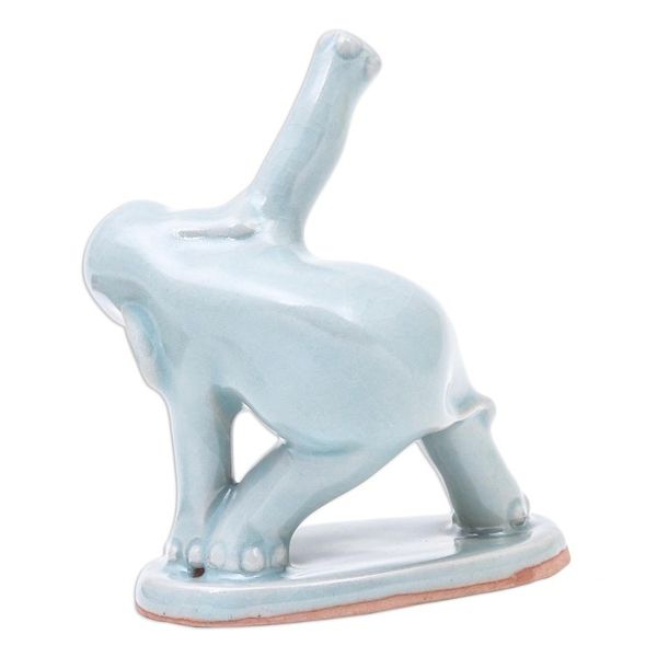 Alternate image for Hand Crafted Ceramic Elephant Yoga Figurine from Thailand Elephant Triangle Pose