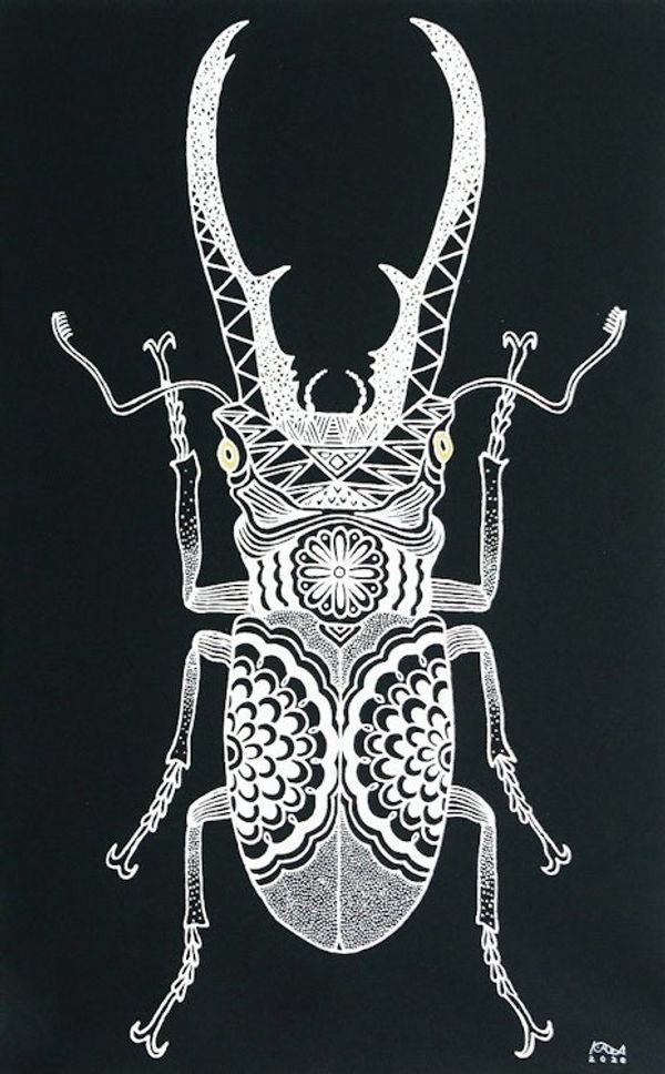 Alternate image for Acrylic Beetle Painting on Canvas Cool Stag Beetle