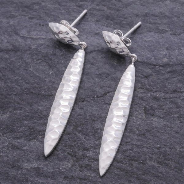 Alternate image for Sterling Silver Dangle Earrings with Hammered Finish Natural Law