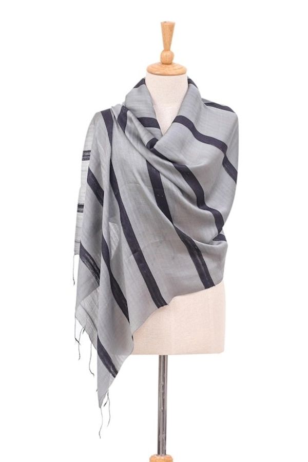 Alternate image for Hand-Dyed Rayon and Silk Blend Scarf Windy Clime