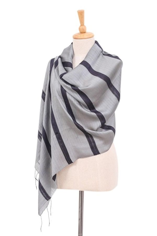 Alternate image for Hand-Dyed Rayon and Silk Blend Scarf Windy Clime
