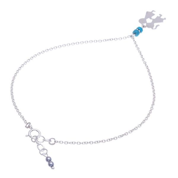 Alternate image for Hematite and Sterling Silver Charm Anklet Playground Love