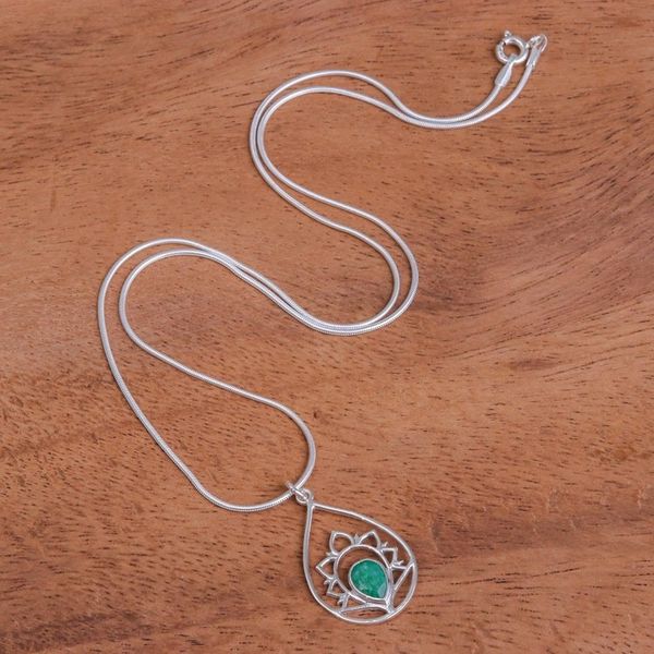 Alternate image for Green Sillimanite and Sterling Silver Pendant Necklace Sense of Calm in Green