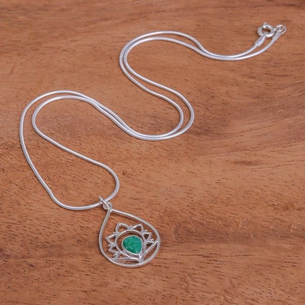 Alternate image for Green Sillimanite and Sterling Silver Pendant Necklace Sense of Calm in Green