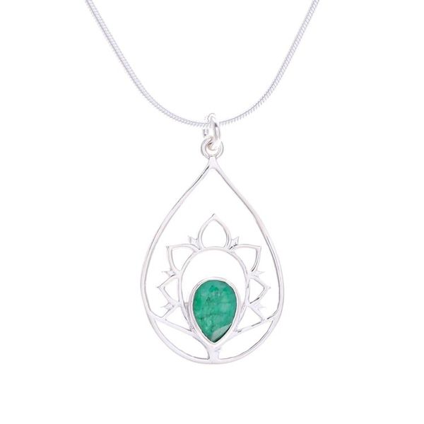 Alternate image for Green Sillimanite and Sterling Silver Pendant Necklace Sense of Calm in Green
