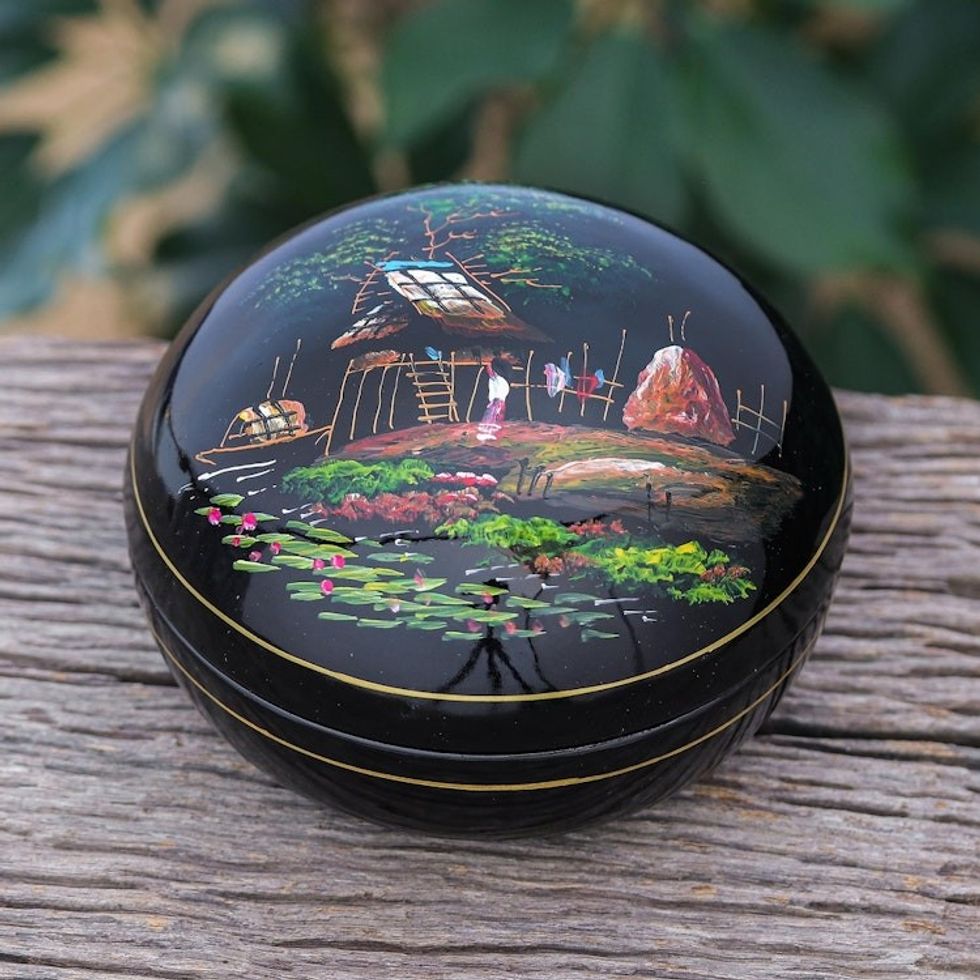 Lacquerware Mango Wood Box from Thailand 'Country Living'
