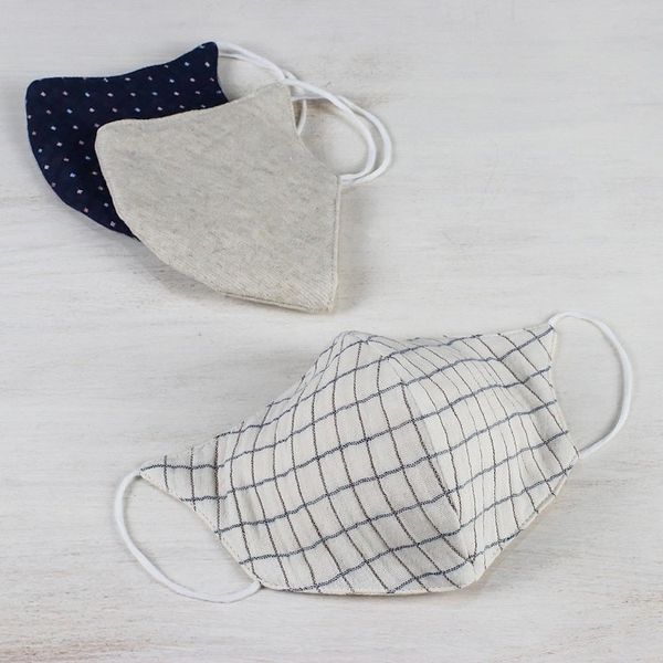 Alternate image for 1 Hemp and 2 Cotton Handcrafted Thai Face Masks set of 3 Quiet Spirit