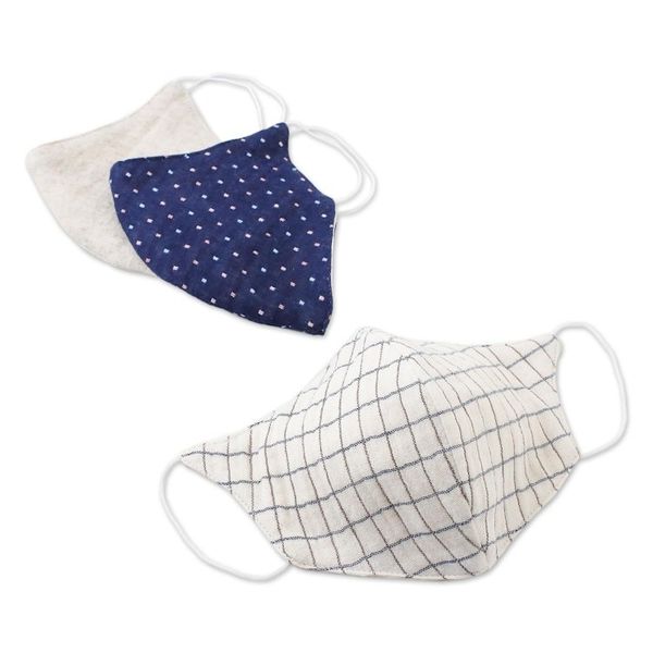Alternate image for 1 Hemp and 2 Cotton Handcrafted Thai Face Masks set of 3 Quiet Spirit