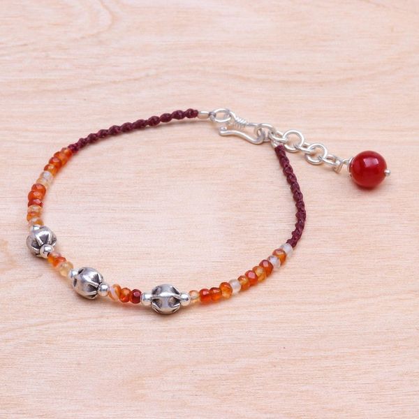 Alternate image for Carnelian Beaded Cord Bracelet with Karen Silver Beads Sunny Days Ahead
