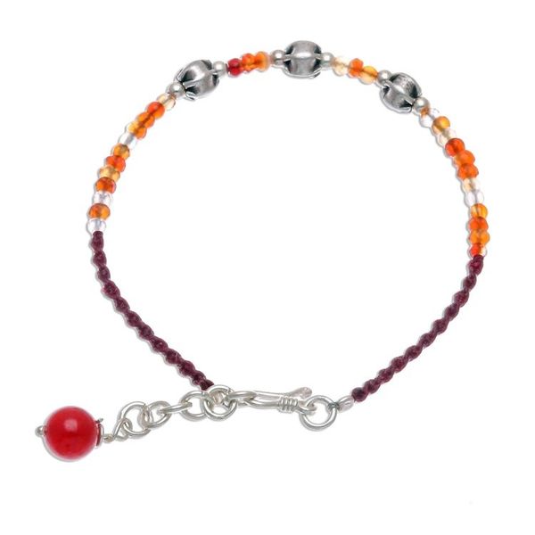 Alternate image for Carnelian Beaded Cord Bracelet with Karen Silver Beads Sunny Days Ahead