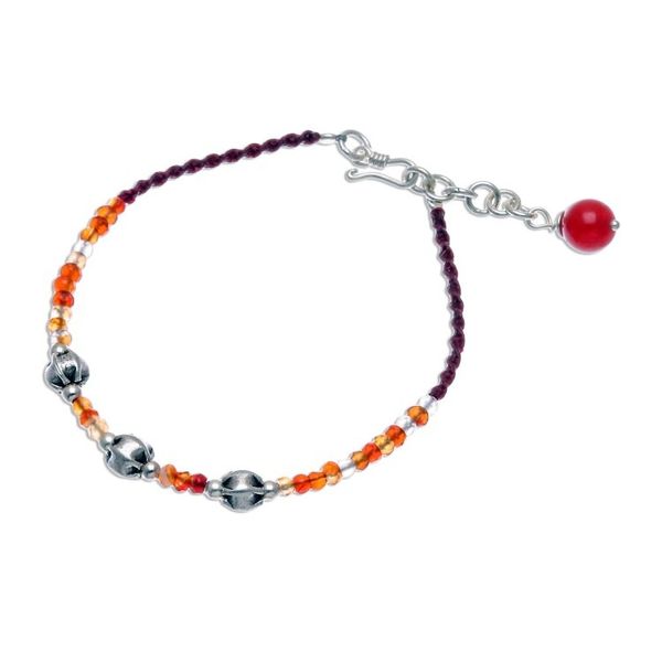 Alternate image for Carnelian Beaded Cord Bracelet with Karen Silver Beads Sunny Days Ahead