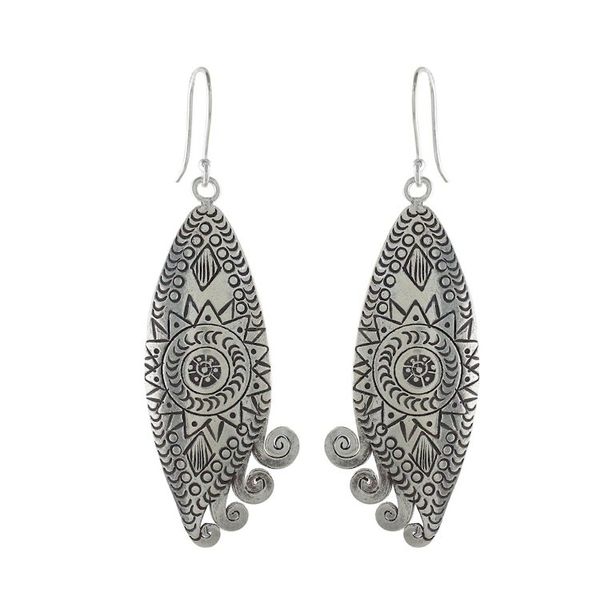 Alternate image for Handcrafted Karen Silver Dangle Earrings from Thailand Exotic Sun