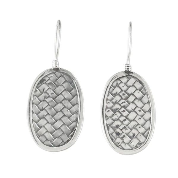 Alternate image for Sterling Silver Oval Weave Dangle Earrings from Thailand Woven Oval