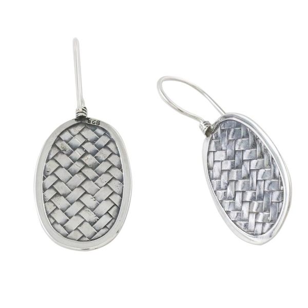 Alternate image for Sterling Silver Oval Weave Dangle Earrings from Thailand Woven Oval