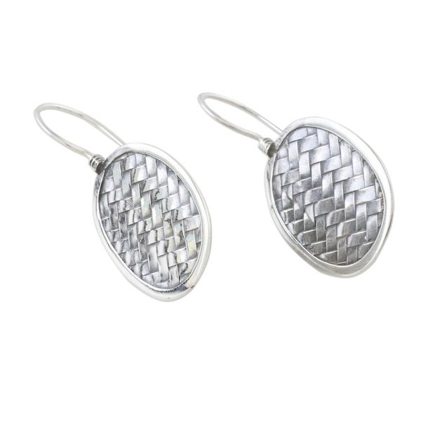 Alternate image for Sterling Silver Oval Weave Dangle Earrings from Thailand Woven Oval