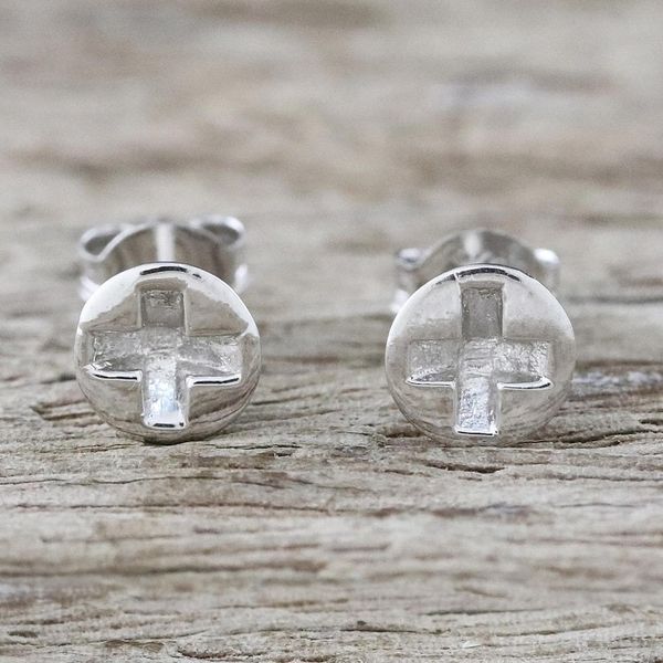 Alternate image for Handcrafted Sterling Silver Stud Earrings from Thailand Silver Screws