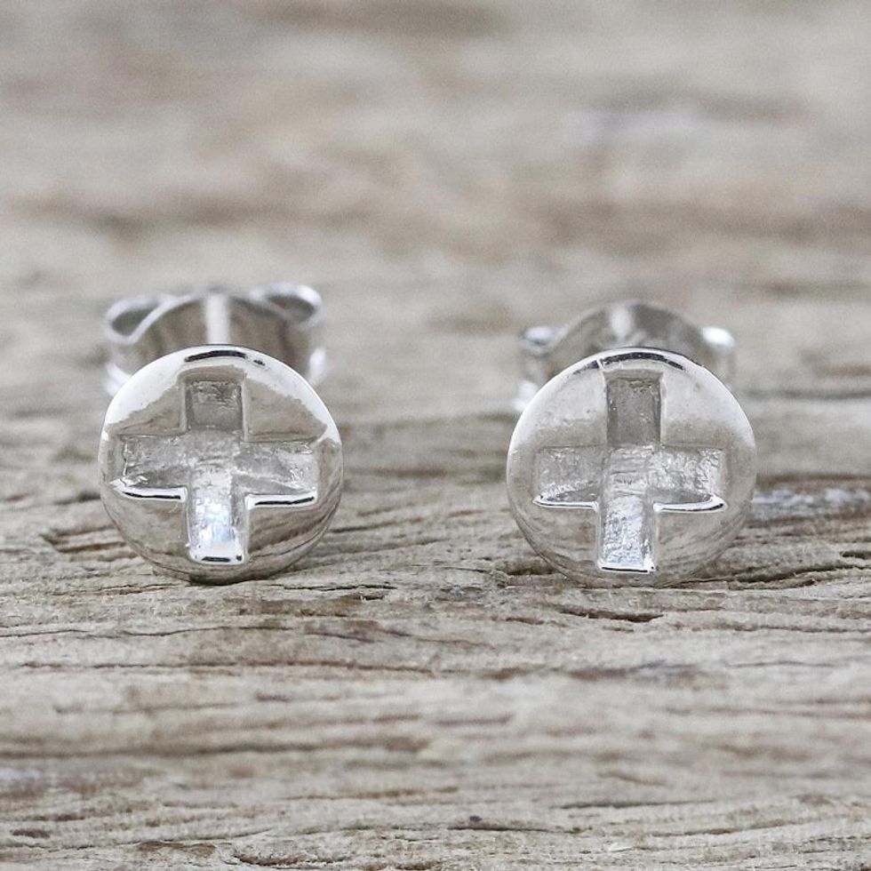 Handcrafted Sterling Silver Stud Earrings from Thailand 'Silver Screws'