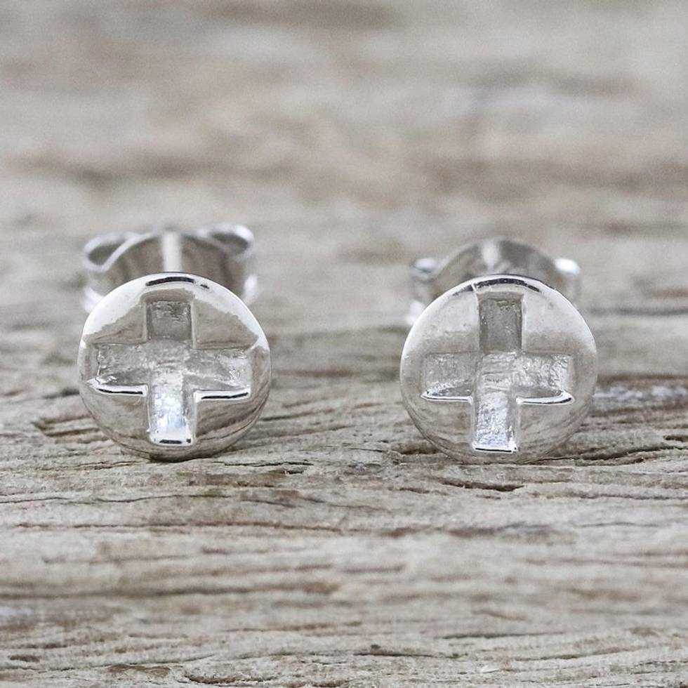 Handcrafted Sterling Silver Stud Earrings from Thailand 'Silver Screws'