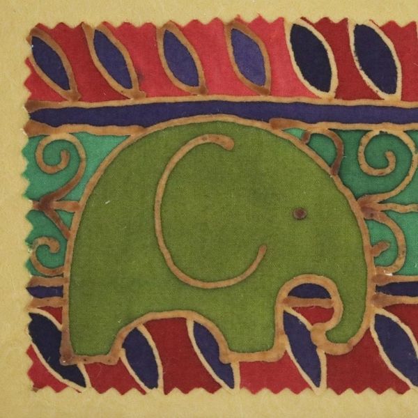 Alternate image for Batik Cotton and Paper Elephant Greeting Cards Set of 4 Elephant Journeys