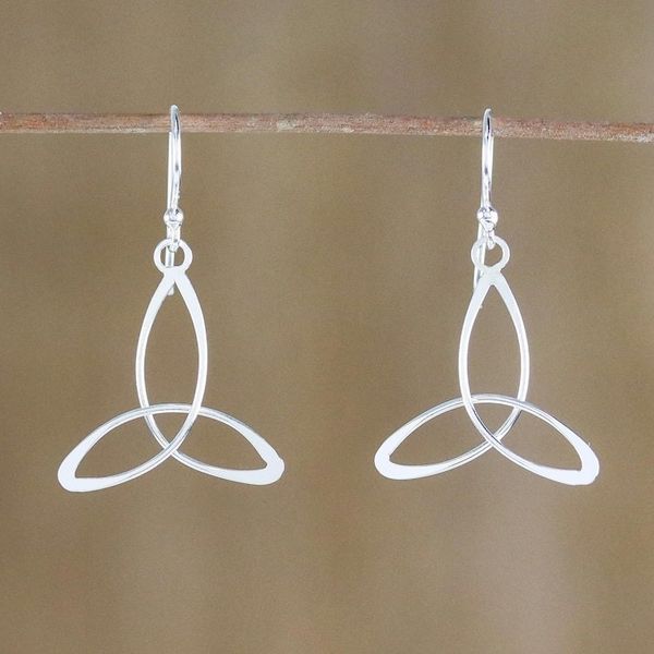 Alternate image for Sterling Silver 3-Point Dangle Earrings from Thailand Triangle Twist