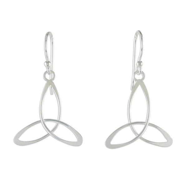 Alternate image for Sterling Silver 3-Point Dangle Earrings from Thailand Triangle Twist