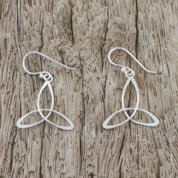 Alternate image for Sterling Silver 3-Point Dangle Earrings from Thailand Triangle Twist