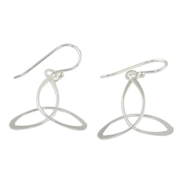Alternate image for Sterling Silver 3-Point Dangle Earrings from Thailand Triangle Twist