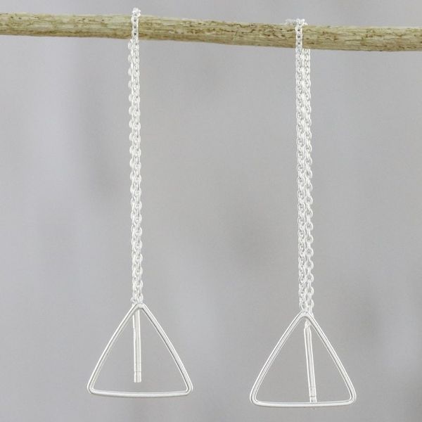 Alternate image for Artisan Handmade Thai 925 Sterling Silver Threader Earrings Icy Home