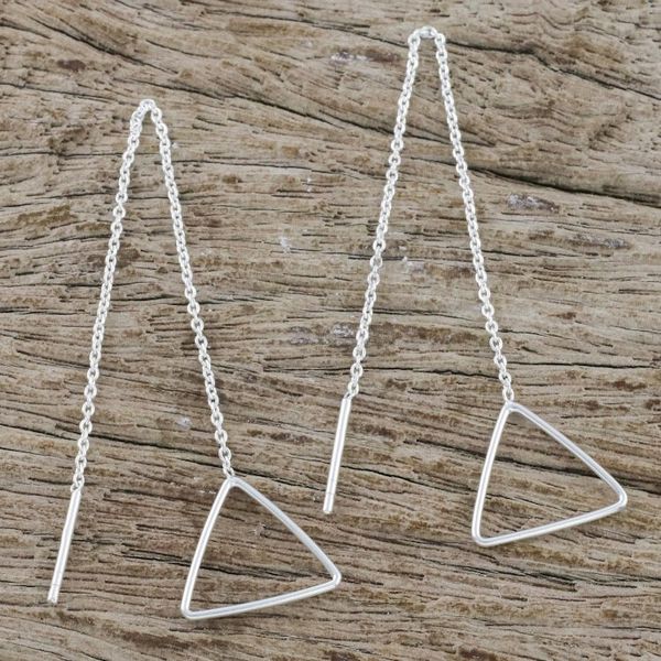 Alternate image for Artisan Handmade Thai 925 Sterling Silver Threader Earrings Icy Home