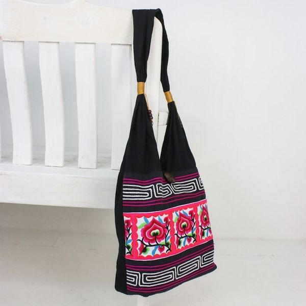 Alternate image for Pink Floral Cotton Blend Shoulder Bag from Thailand Thai Flora