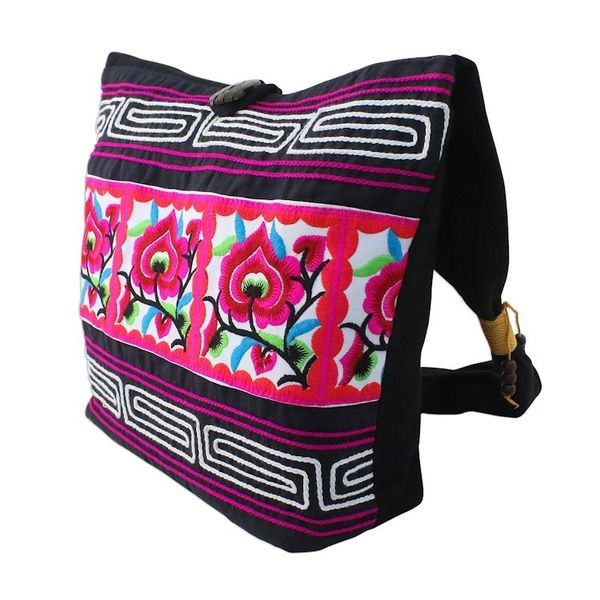 Alternate image for Pink Floral Cotton Blend Shoulder Bag from Thailand Thai Flora