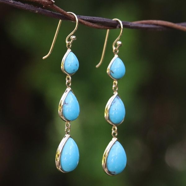 Alternate image for Gold Plated Sterling Silver Dangle Earrings from Thailand Nectar Drops