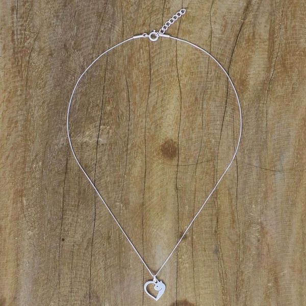 Alternate image for Cat Heart Sterling Silver Pendant Necklace from Thailand Soul of a Kitten